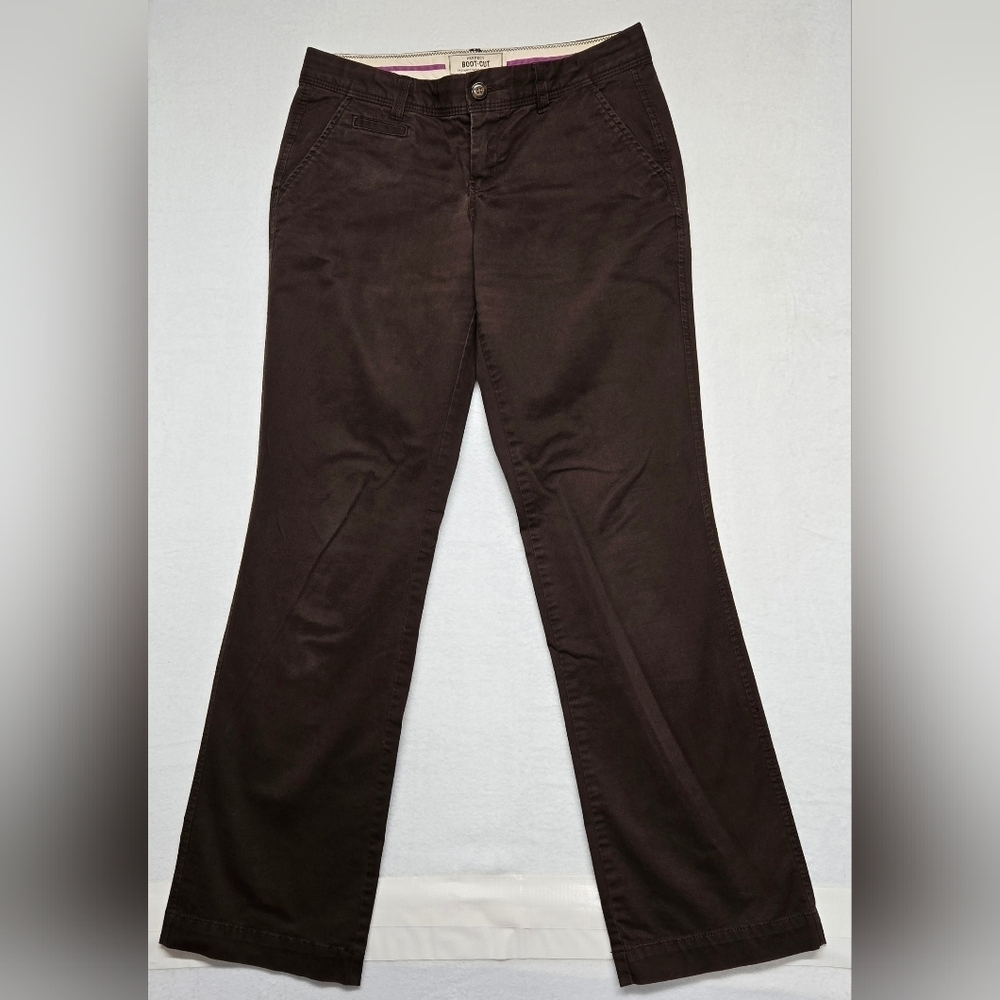 Old Navy 2 Brown Boot Cut Low Rise Khakis Five Pocket India Cotton Blend